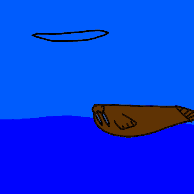 a cartoon drawing of a seal swimming in the water
