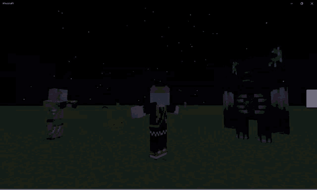 a screenshot of a minecraft game shows a pig and two monsters