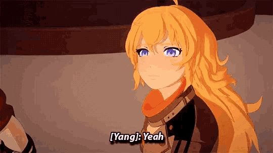 a cartoon girl with long yellow hair and blue eyes is talking to a man .