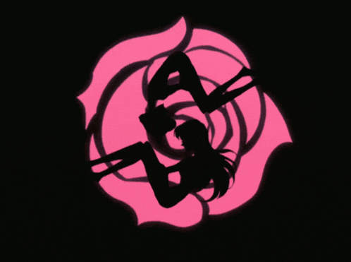 a silhouette of a woman in a pink rose