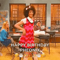a man dressed as a girl is dancing in a classroom while people sit at desks .