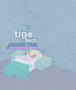 a cartoon character is laying on a bed with the word tige written on the wall