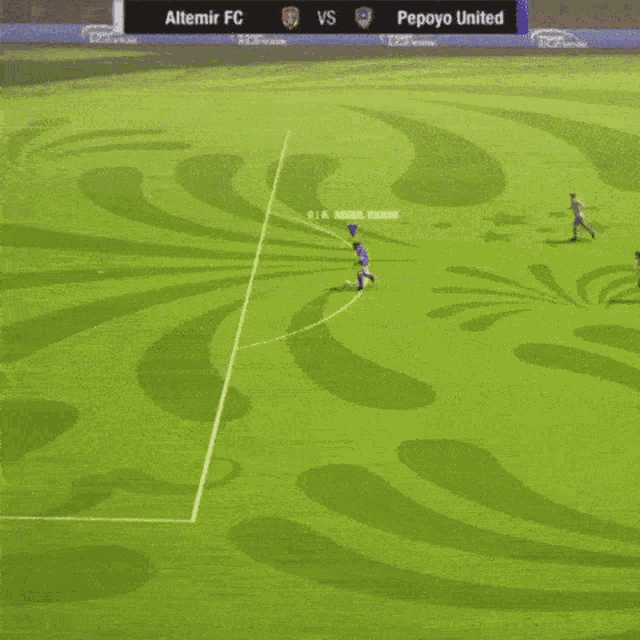 a soccer game between altermir fc and pepoyo united is underway