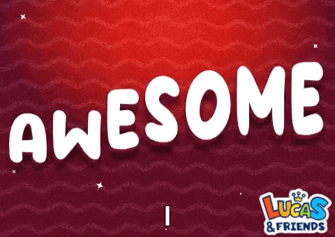 a red background with the word awesome written in white