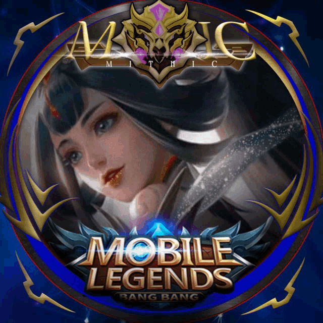 a mobile legends logo with a woman holding a knife