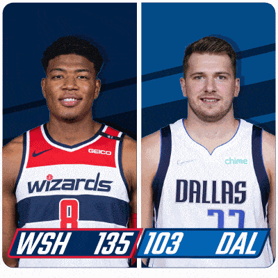 two basketball players from the wizards and dallas are shown