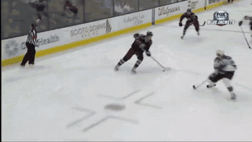 a hockey game is being played on the fox channel