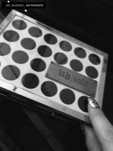 a black and white photo of a box that says urban decay