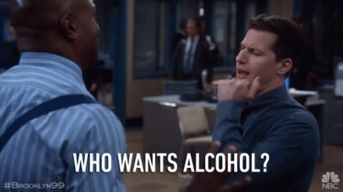 Who Wants Alcohol Asking GIF - Who Wants Alcohol Asking Excited To See You GIFs