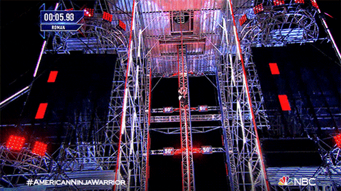 a nbc advertisement for american ninja warrior shows a man jumping