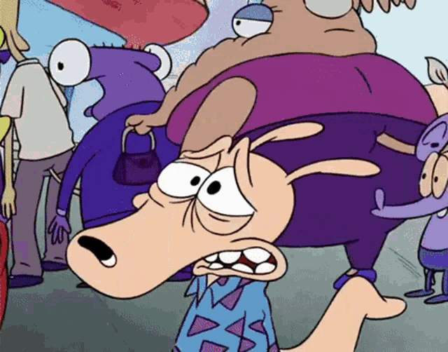 rick and morty is a cartoon show that has a lot of purple characters