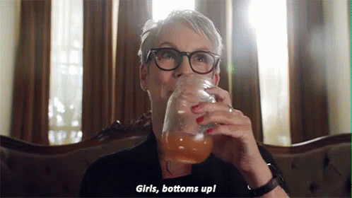 Drinkity Drink Up GIF - Jamie Lee Curtis Bottoms Up Drinking GIFs