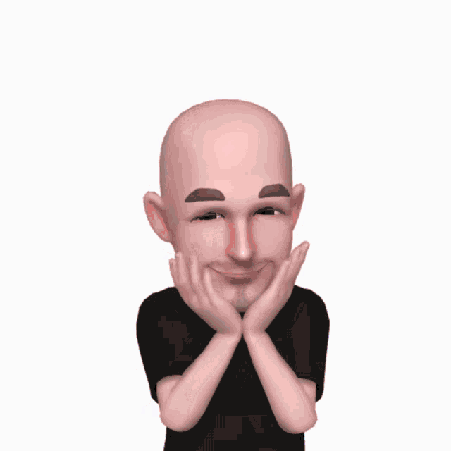 a bald man is surrounded by colorful hearts