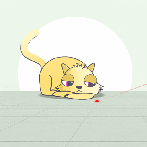 a cartoon drawing of a yellow cat laying down with its eyes closed