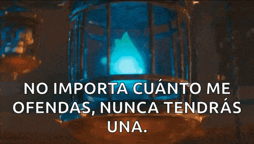 a cartoon character in a cage with the words no importa cuanto me ofendas nunca tendras una written below it