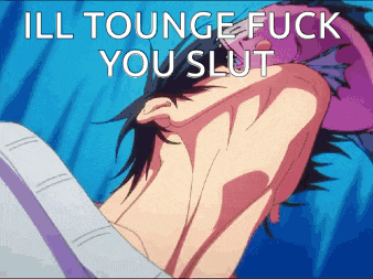 a picture of a man with the words ill tounge fuck you slut