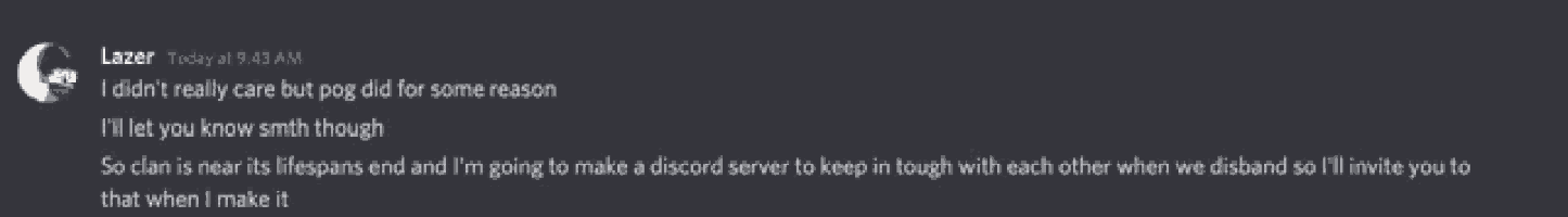 a screenshot of a conversation between lazer and someone else