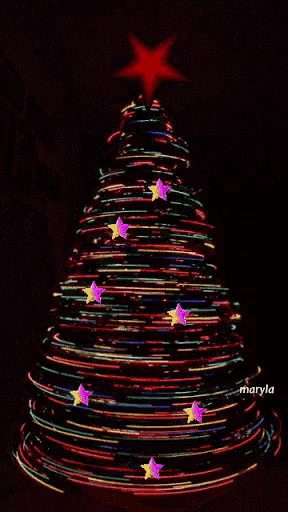 a christmas tree with a red star on top