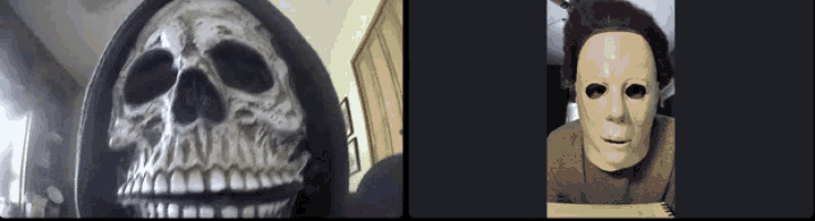 a picture of a skull and a picture of a person with a mask