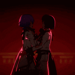 a couple of anime girls are hugging each other