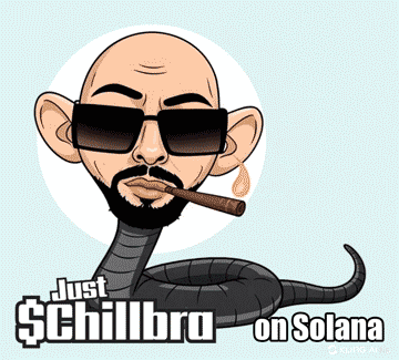 a cartoon of a man smoking a cigar with the words just $ chillbro on solana below him