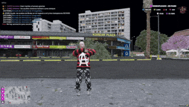 a man standing in front of a korean plaza
