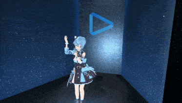 a 3d anime girl singing into a microphone