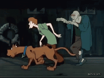 a cartoon of scooby doo and frankenstein with the words bats n cats in the corner