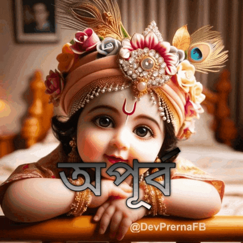 a picture of a baby dressed up as a krishna