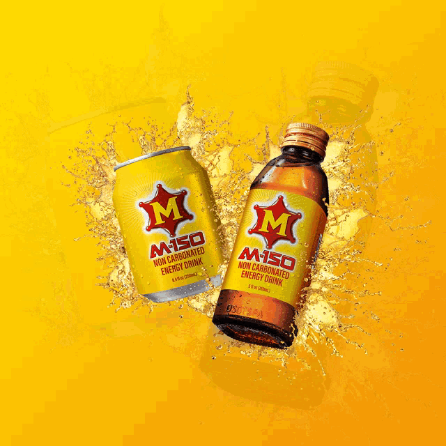 two cans of m-150 non carbonated energy drink