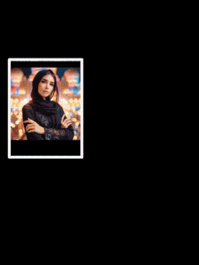a girl in a hijab is surrounded by pictures of anime characters wearing obey shirts
