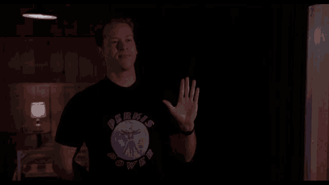 a man wearing a dernis power t-shirt says " enjoy your summer "