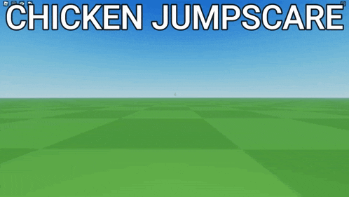 a chicken is jumping in the air with the words " chicken jumpscarf " below it