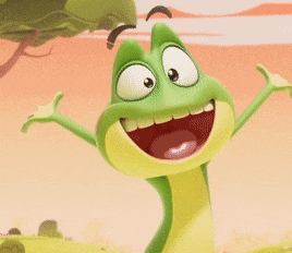 a cartoon frog with a swirl on its face is yawning
