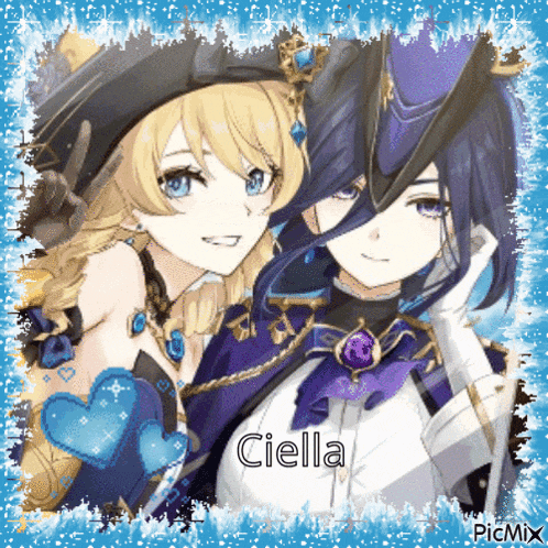 a picture of two anime girls with the name ciella on the bottom right