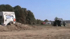 Monster Truck Fail Jump Over Motorhome GIF