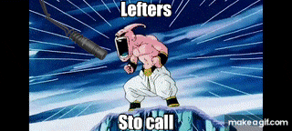 a cartoon character with the words lefters sto call