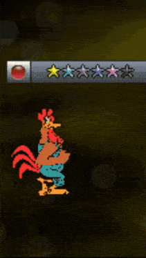 a cartoon of a rooster is surrounded by gold bubbles