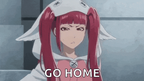 a girl with red hair and pigtails is wearing a white cape and a white hat with ears .