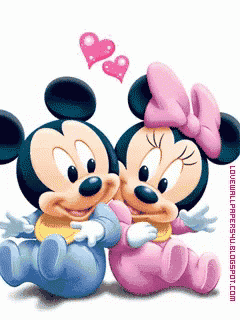 mickey mouse and minnie mouse sitting next to each other