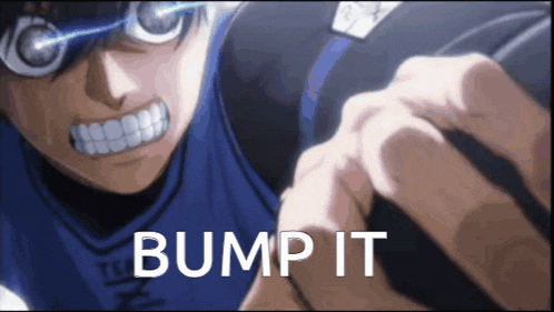 a close up of a person holding a football with the words bump it written on the bottom