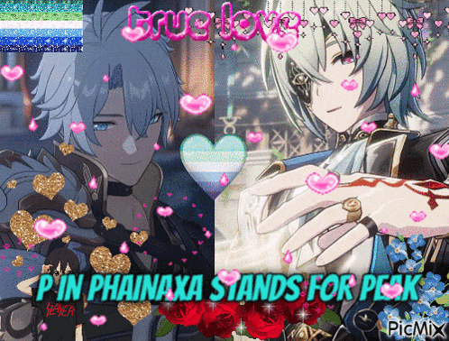 a picture of two anime characters with the caption true love