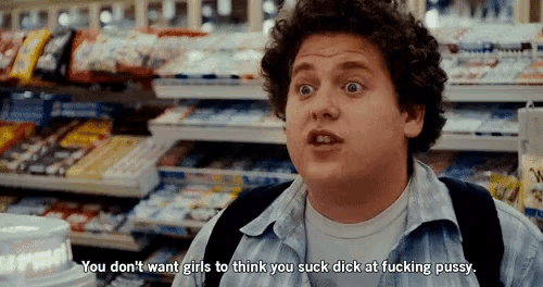 a man says " you don t want girls to think you suck dick at fucking pussy " in a store