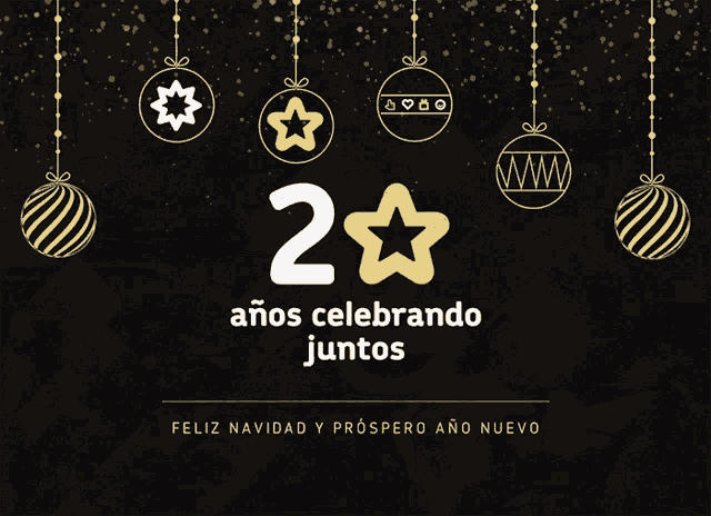 a black and gold christmas card with the number 2 and a star