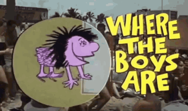a cartoon of a frog with the words where the boys are on the bottom