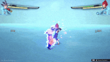 a screenshot of a video game shows goku and vegeta in a fight