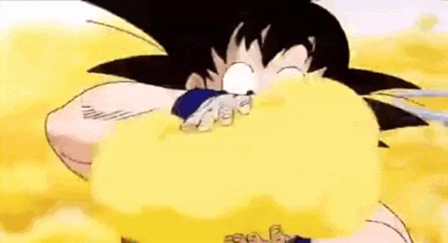 a close up of a cartoon character blowing a yellow ball .