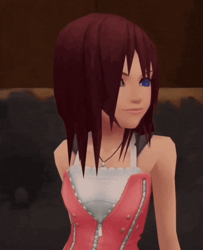 a cartoon character with red hair and a pink top