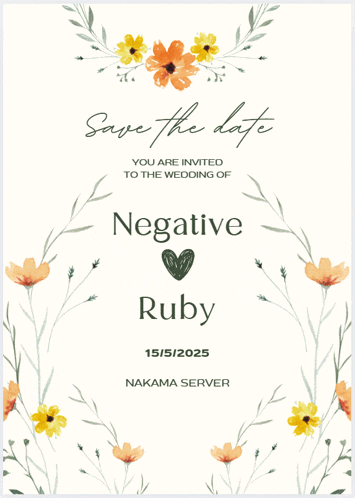 a save the date invitation for negative ruby and nakama server