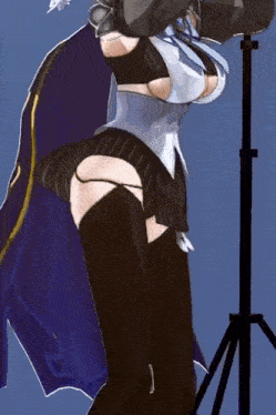 a drawing of a woman with a cape and thigh high stockings